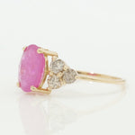 Load image into Gallery viewer, Oval Ruby Diamond Ring, 14k Solid Gold, Natural Diamonds, Gemstone Bridal Ring, Three Stone Cluster Jewelry, Ready To Ship, HRD Certified