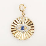 Load image into Gallery viewer, Evil Eye Medallion Diamond Charm Pendant, 14k Solid Gold, Natural Diamonds, Gemstone Layering Necklace, Ready To Ship, Certified Jewelry