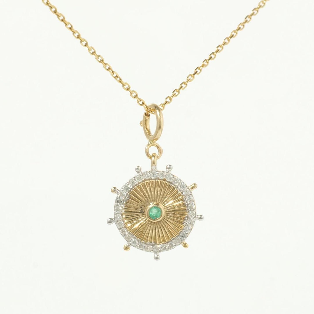 Sunburst Medallion Charm, 14k Solid Gold, Natural Diamond, Layering Pendant, Dual Tone Gemstone Necklace, Ready To Ship, Certified Jewelry