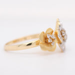 Load image into Gallery viewer, Double Flower Diamond Ring, 14K Solid Gold, Natural Diamonds, Twin Floral Ring, Statement Cocktail Ring, Certified Jewelry