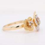 Load image into Gallery viewer, Double Flower Diamond Ring, 14K Solid Gold, Natural Diamonds, Twin Floral Ring, Statement Cocktail Ring, Certified Jewelry