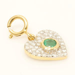 Load image into Gallery viewer, Emerald Heart Diamond Charm, 14k Solid Gold, Natural Diamond, Everyday Pendant, Minimal Gemstone Necklace, Ready To Ship, Certified Jewelry