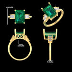 Load image into Gallery viewer, Emerald Cut Diamond Ring, 14k Solid Gold, Natural Diamonds, Gemstone Statement Ring, Birthstone Everyday Ring, Certified Jewelry