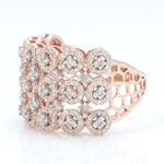 Load image into Gallery viewer, Three Row Wide Diamond Band Ring, 14k Solid Gold, Natural Diamonds, Pave Halo Set, Cocktail Statement Jewelry, Certified Jewelry