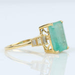 Load image into Gallery viewer, Emerald Cut Diamond Ring, 14k Solid Gold, Natural Diamonds, Gemstone Statement Ring, Birthstone Everyday Ring, Certified Jewelry