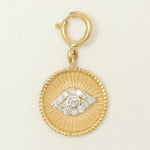 Load image into Gallery viewer, Evil Eye Medallion Diamond Charm, 14k Solid Gold, Natural Diamond, Layering Pendant, Protection Necklace, Certified Jewelry