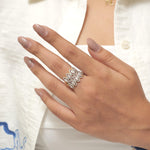 Load image into Gallery viewer, Double Row Marquise Diamond Ring, 14k Solid Gold, Natural Diamonds, Halo Wide Cocktail Band, Statement Bold Ring, Certified Jewelry