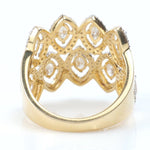 Load image into Gallery viewer, Double Row Marquise Diamond Ring, 14k Solid Gold, Natural Diamonds, Halo Wide Cocktail Band, Statement Bold Ring, Certified Jewelry