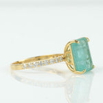 Load image into Gallery viewer, Emerald Cut Green Diamond Ring, 14k Solid Gold, Natural Diamonds, Gemstone Band Ring, Birthstone Everyday Jewelry, Certified Jewelry