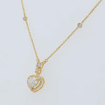 Load image into Gallery viewer, Heart Halo Diamond Pendant Necklace, 14k Solid Gold, Natural Diamonds, Love Station Chain, Proposal Layering Jewelry, Certified Jewelry