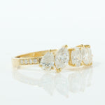 Load image into Gallery viewer, Five Stone Diamond Ring, 14k Solid Gold, Fancy Natural Diamonds, Stackable Ring, Cocktail Statement Band, Certified Jewelry