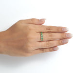 Load image into Gallery viewer, Oval Emerald Diamond Eternity Band Ring, 14k Solid Gold, Natural Diamonds, Halo Gemstone Stack Ring, Wedding Band, Certified Jewelry