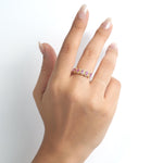 Load image into Gallery viewer, Pink Sapphire Diamond Eternity Ring, 14k Solid Gold, Natural Diamonds, Oval Halo Gemstone Band, Stackable Wedding Band, Certified Jewelry