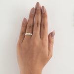 Load image into Gallery viewer, Five Stone Diamond Ring, 14k Solid Gold, Fancy Natural Diamonds, Stackable Ring, Cocktail Statement Band, Certified Jewelry