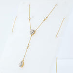 Load image into Gallery viewer, Heart Pear Diamond Drop Lariat Necklace, 14k Solid Gold, Natural Diamonds, Statement Layering Necklace, Bridal Drop Chain, Certified Jewelry