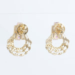 Load image into Gallery viewer, Pink Sapphire Diamond Studs Earrings, 14k Solid Gold, Natural Diamonds, Gemstone Statement Studs, Semi Circle Hoops, Certified Jewelry