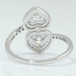 Load image into Gallery viewer, Double Heart Diamond Bypass Ring, 14k Solid Gold, Natural Diamonds, Two Stone Open Wrap Ring, Statement Love Cuff Ring, Certified Jewelry