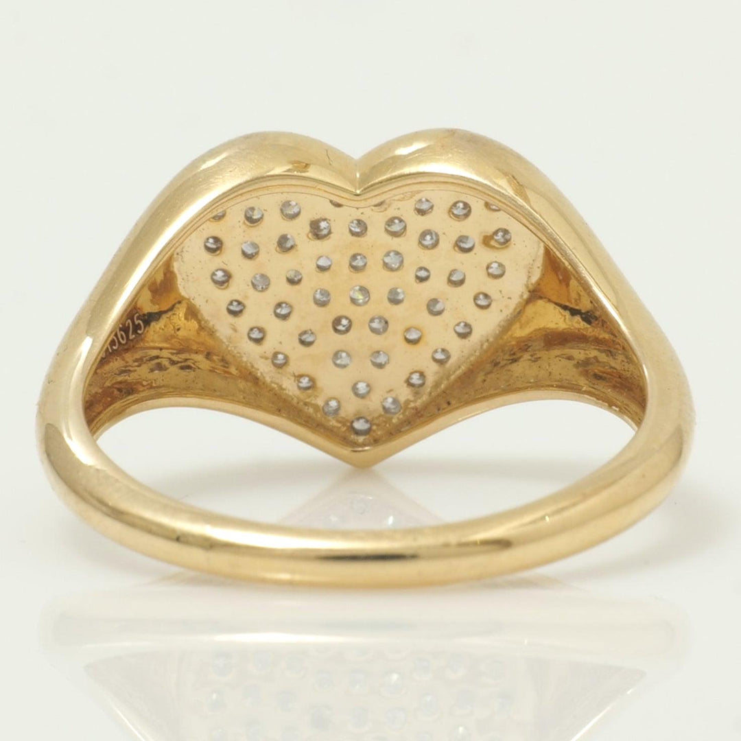 Heart Signet Diamond Ring, 14k Solid Gold, Natural Diamonds, Pavé Heart Band, Statement Bold Love Ring, Promise Band, Certified Jewelry