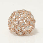 Load image into Gallery viewer, Floral Dome Natural Diamond Honeycomb Ring: 14k Solid Gold Cocktail Cluster Jewellery, Certified Jewelry