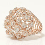 Load image into Gallery viewer, Floral Dome Natural Diamond Honeycomb Ring: 14k Solid Gold Cocktail Cluster Jewellery, Certified Jewelry