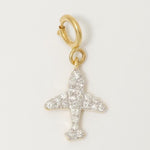 Load image into Gallery viewer, Airplane Diamond Charm, 14k Solid Gold, Natural Diamonds, Traveler Layering Pendant, Dual Tone Necklace, Ready To Ship, Certified Jewelry