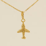 Load image into Gallery viewer, Airplane Diamond Charm, 14k Solid Gold, Natural Diamonds, Traveler Layering Pendant, Dual Tone Necklace, Ready To Ship, Certified Jewelry
