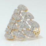 Load image into Gallery viewer, Marquise Cluster Natural Diamond Pave Band Ring: 14k Solid Gold Wide Cocktail Jewellery, Certified Jewelry