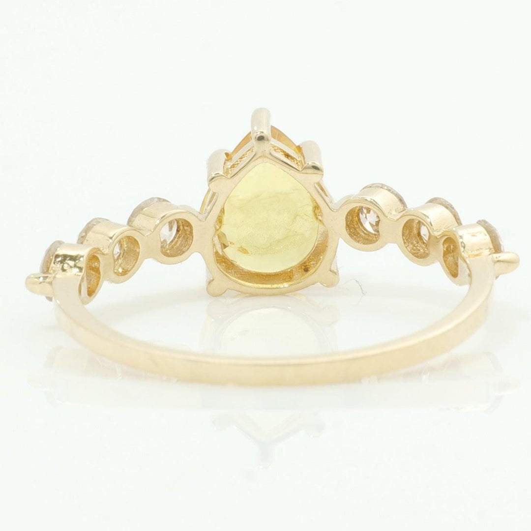 Pear Yellow Sapphire Diamond Ring, 14k Solid Gold, Natural Diamonds, Gemstone Statement Ring, Everyday Band Ring, Certified Jewelry