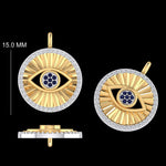 Load image into Gallery viewer, Evil Eye Sapphire Diamond Charm, 14k Solid Gold, Natural Diamonds, Layering Pendant, Medallion Necklace, Ready To Ship, Certified Jewelry