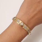 Load image into Gallery viewer, 14k Gold Diamond Cuff Bracelet: Geometric Statement Bangle, Natural Diamonds