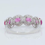 Load image into Gallery viewer, Oval Ruby Diamond Eternity Band Ring, 14k Solid Gold, Natural Diamonds, Halo Gemstone Stacking Ring, Wedding Band, Certified Jewelry