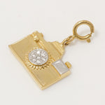 Load image into Gallery viewer, Camera Diamond Charm, 14k Solid Gold, Natural Diamonds, Two Tone Layering Pendant, Minimal Necklace, Ready To Ship, Certified Jewelry