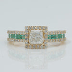 Load image into Gallery viewer, Square Princess Diamond Halo Ring, 14k Solid Gold, Natural Diamonds, Gemstone Statement Ring, Wedding Bridal Ring, Certified Jewelry