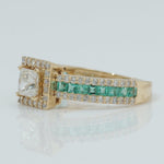 Load image into Gallery viewer, Square Princess Diamond Halo Ring, 14k Solid Gold, Natural Diamonds, Gemstone Statement Ring, Wedding Bridal Ring, Certified Jewelry