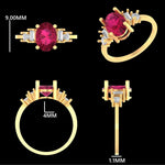 Load image into Gallery viewer, Oval Ruby Ring, 14k Solid Gold, Natural Diamonds, Baguette Accent Bar Band, Gemstone Statement Engagement Ring, Certified Jewelry