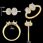 Load image into Gallery viewer, Twin Oval Halo Diamond Ring, 14k Solid Gold, Natural Diamonds, Statement Ring, Bridal Wedding Ring, Cocktail Ring, Certified Jewelry