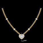 Load image into Gallery viewer, Heart Diamond Necklace, 14k Solid Gold, Natural Diamonds, Everyday Layering Station Chain, Halo Bridesmaids Pendant, Certified Jewelry