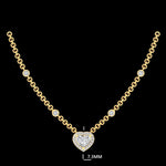 Load image into Gallery viewer, Heart Diamond Necklace, 14k Solid Gold, Natural Diamonds, Everyday Layering Station Chain, Halo Bridesmaids Pendant, Certified Jewelry