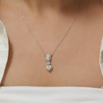 Load image into Gallery viewer, Oval Heart Drop Pendant Necklace, 14k Solid Gold, Natural Diamonds, Layering Pendant, Bridal Wedding Necklace, Certified Jewelry