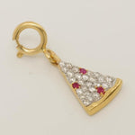 Load image into Gallery viewer, Pizza Slice Ruby Diamond Charm, 14k Solid Gold, Natural Diamonds, Food Layering pendant, Everyday Necklace, Ready To Ship, Certified Jewelry