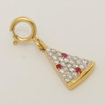 Load image into Gallery viewer, 14k Solid Gold Pizza Slice Charm: Natural Ruby & Natural Diamond Food Everyday Pendant, Certified Jewelry