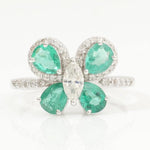 Load image into Gallery viewer, Butterfly Emerald Diamond Ring: 14k Gold Gemstone Statement Jewelry