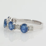 Load image into Gallery viewer, Blue Sapphire Diamond 14k Gold Band Ring: Half Eternity Stackable