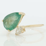 Load image into Gallery viewer, Pear Emerald & Diamond Bypass Ring: 14k Solid Gold Certified Jewelry