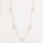 Load image into Gallery viewer, Heart Diamond Station Necklace, 14k Solid Gold, Natural Diamonds, Halo Love Jewelry, Layering Minimalist Chain, Certified Jewelry