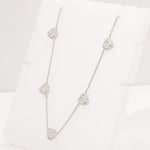 Load image into Gallery viewer, Heart Diamond Station Necklace, 14k Solid Gold, Natural Diamonds, Halo Love Jewelry, Layering Minimalist Chain, Certified Jewelry