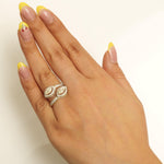 Load image into Gallery viewer, Marquise Diamond Double Halo Bypass Ring: 14k Solid Gold Statement Jewelry