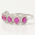 Load image into Gallery viewer, Natural Ruby & Diamond Halo Ring - 14k Solid Gold Eternity Band Jewellery, Certified Jewelry