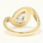 Load image into Gallery viewer, Pear Diamond Halo Ring, 14k Solid Gold, Natural Diamonds, Statement Cocktail Jewelry, Two Toned Bypass Ring, Certified Jewelry