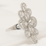 Load image into Gallery viewer, Floral Pear Halo Natural Diamond Ring: 14k Solid Gold Statement Cocktail Jewellery, Certified Jewelry